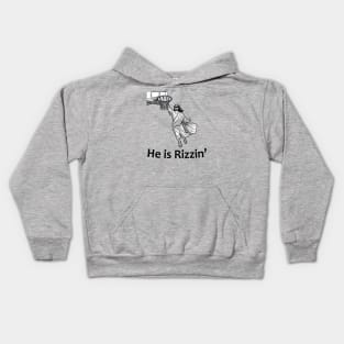 Funny Easter Jesus Playing Basketball Meme: He is Rizzin. Kids Hoodie